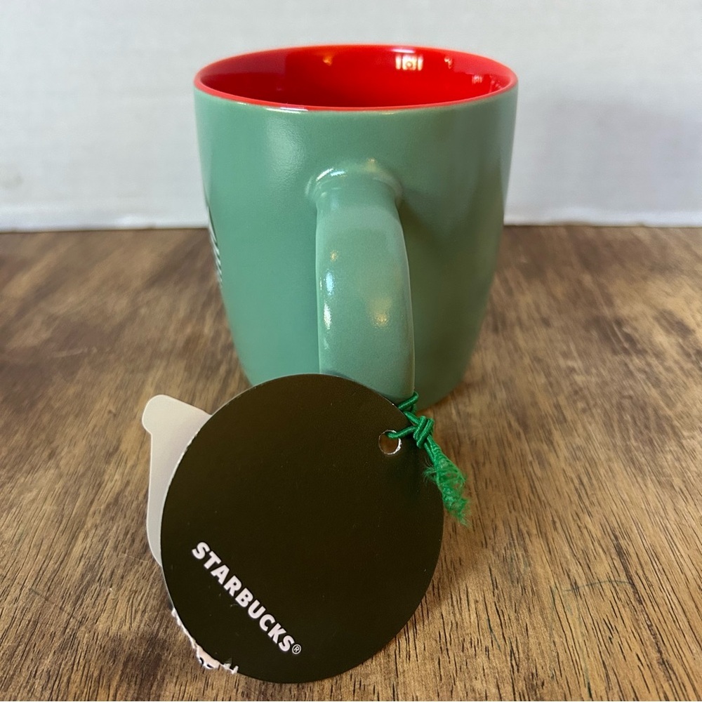 Starbucks Coffee Mug Cup Green Exterior Red Interior 11 oz. 2025 NWT Christmas - Picture 2 of 7